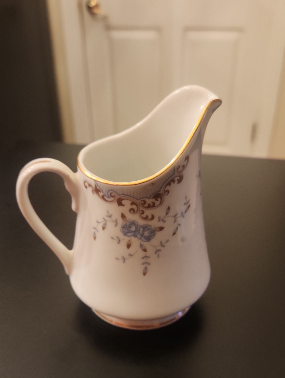 SEVILLE Imperial China Elegant White and Blue Floral Porcelain Creamer